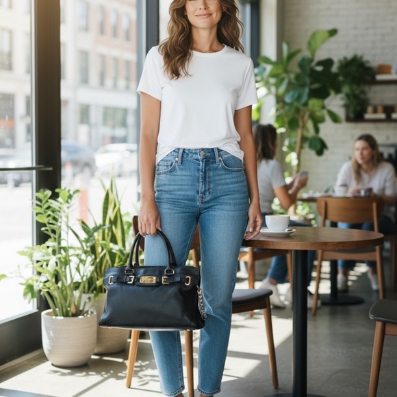 Michael Kors Black Leather Satchel with Gold Hardware - Picture 6 of 6